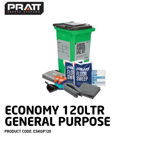 PRATT SPILL KIT ECONOMY 120LTR GENERAL PURPOSE GREY LID